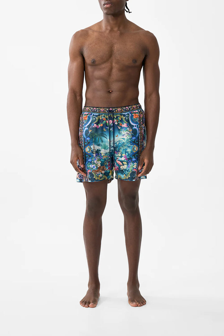 Mid Length Boardshort With Elastic Waist