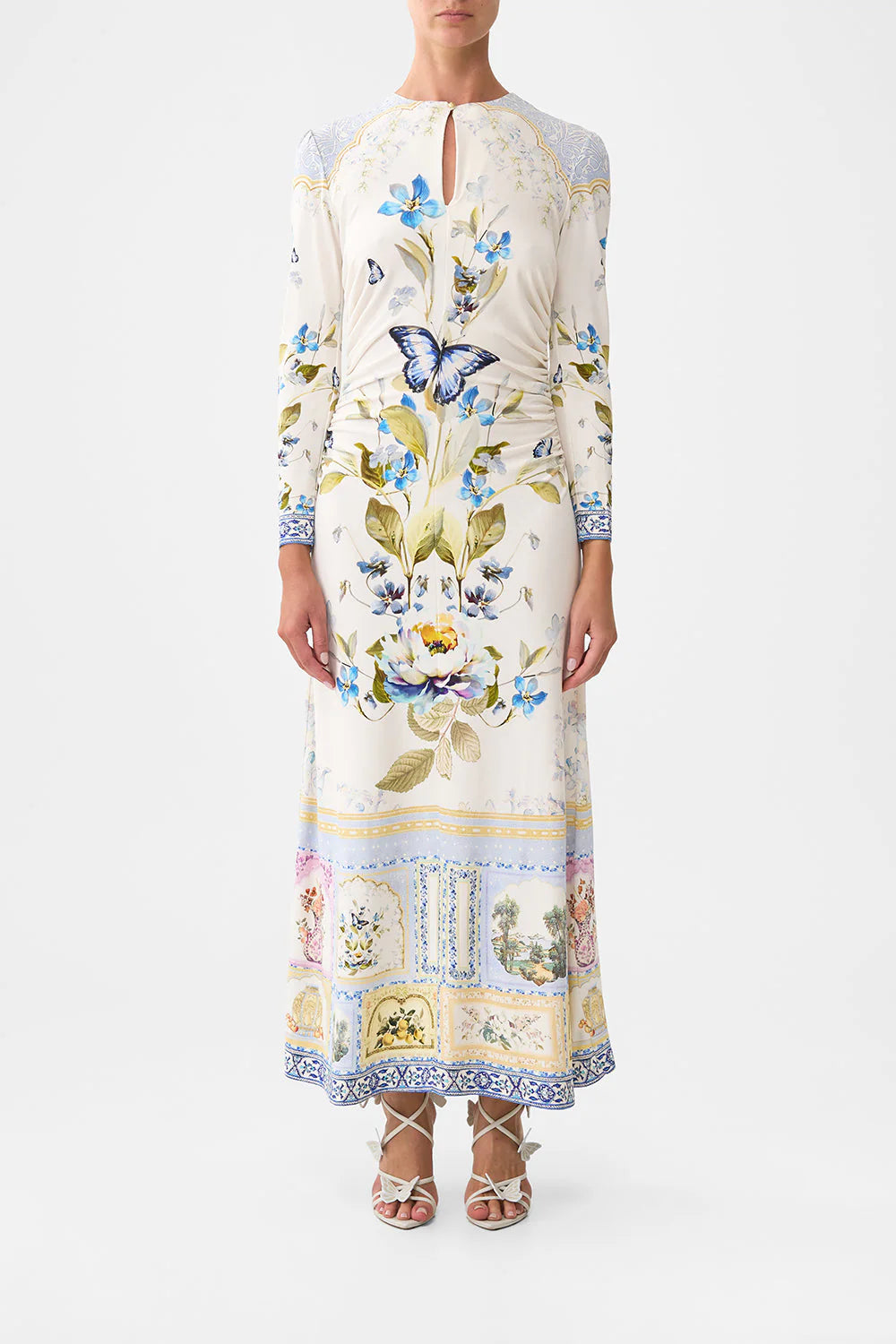 gathered jersey long dress