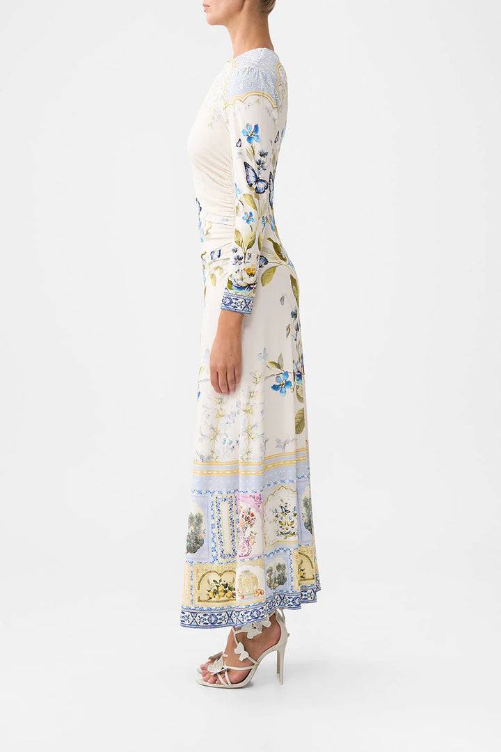 gathered jersey long dress
