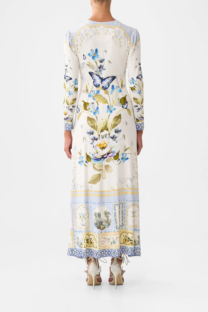 gathered jersey long dress