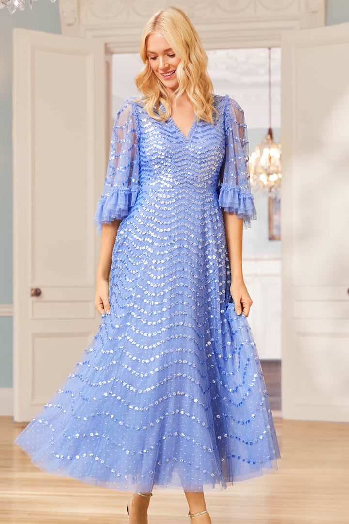 Shimmer Wave Ankle Gown