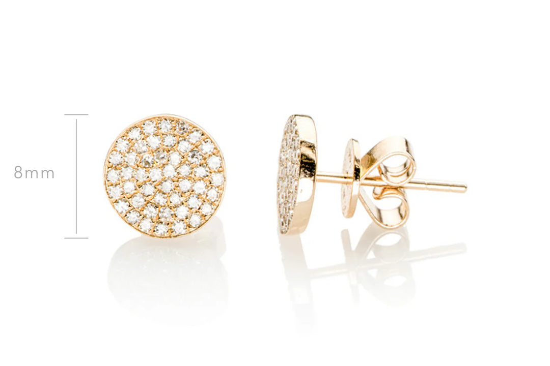 Diamond Disc Stud Earrings