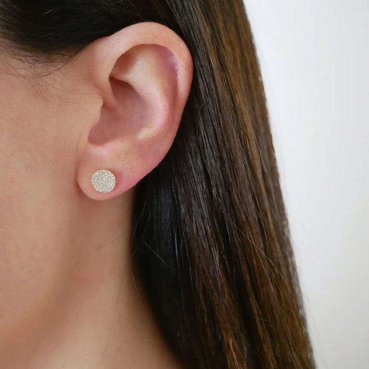 Diamond Disc Stud Earrings