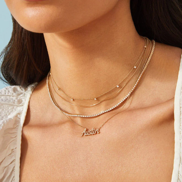 7 Prong Set Diamond Necklace