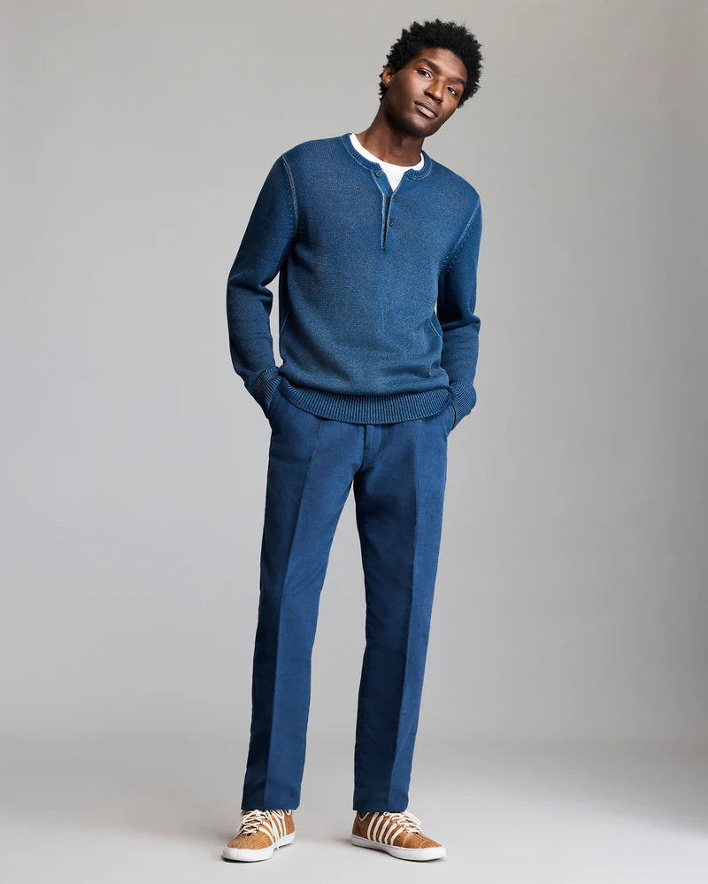 Garment-Dyed Henley Sweater