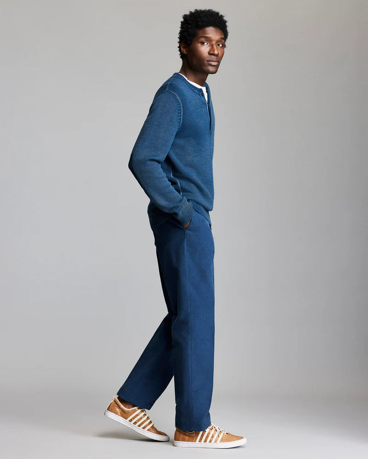 Garment-Dyed Henley Sweater