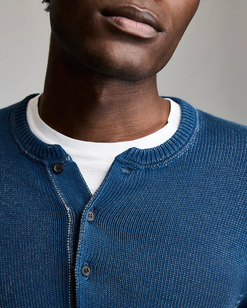 Garment-Dyed Henley Sweater