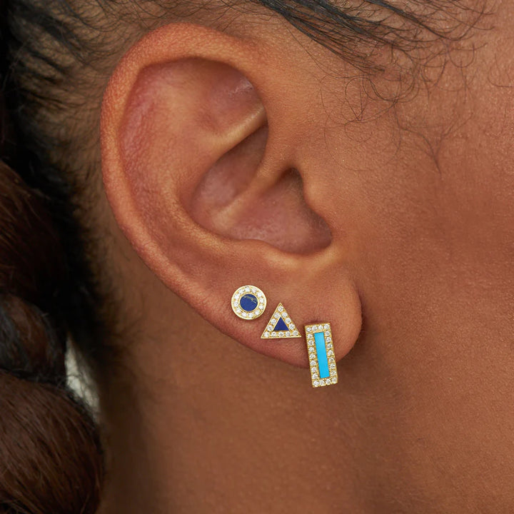 Turquoise Inlay Bar Studs with Diamonds