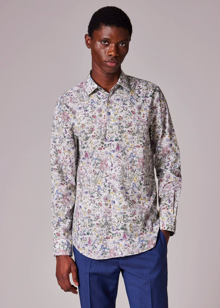 Tailored-Fit White 'Liberty Floral' Shirt