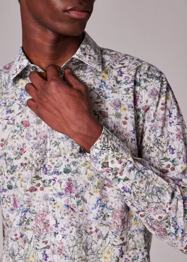 Tailored-Fit White 'Liberty Floral' Shirt
