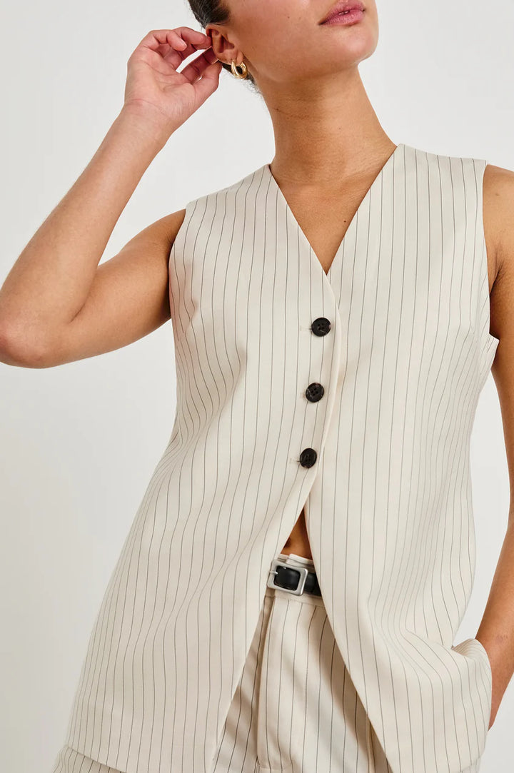 Mylah Vest in Birch Pinstripe