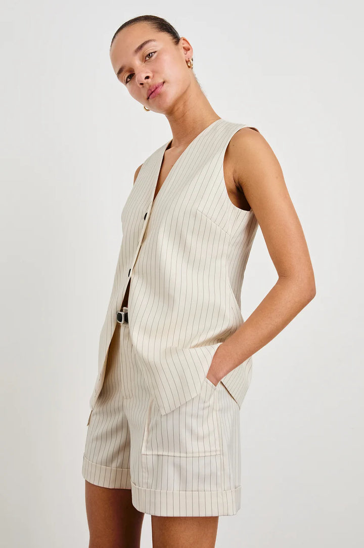 Mylah Vest in Birch Pinstripe