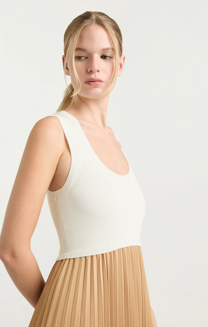 Parma Dress in White / Brown Sugar