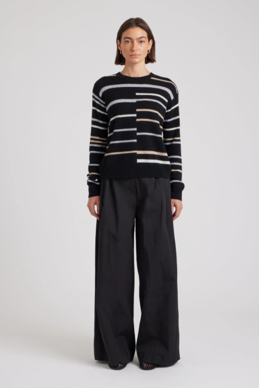 Paige Cashmere Broken Stripe Crewneck
