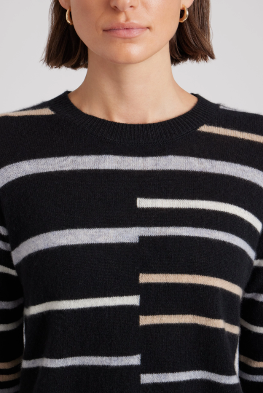 Paige Cashmere Broken Stripe Crewneck