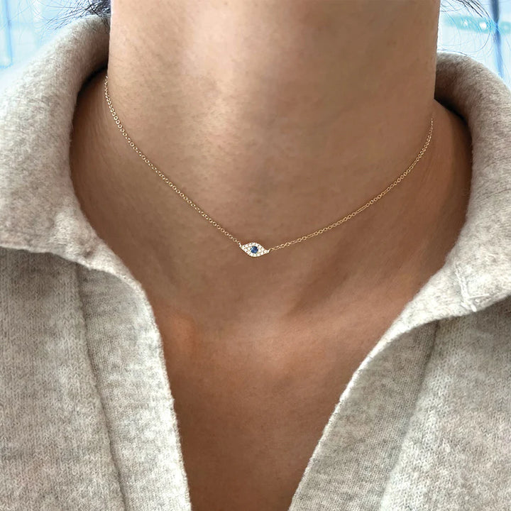 Diamond Evil Eye Choker Necklace