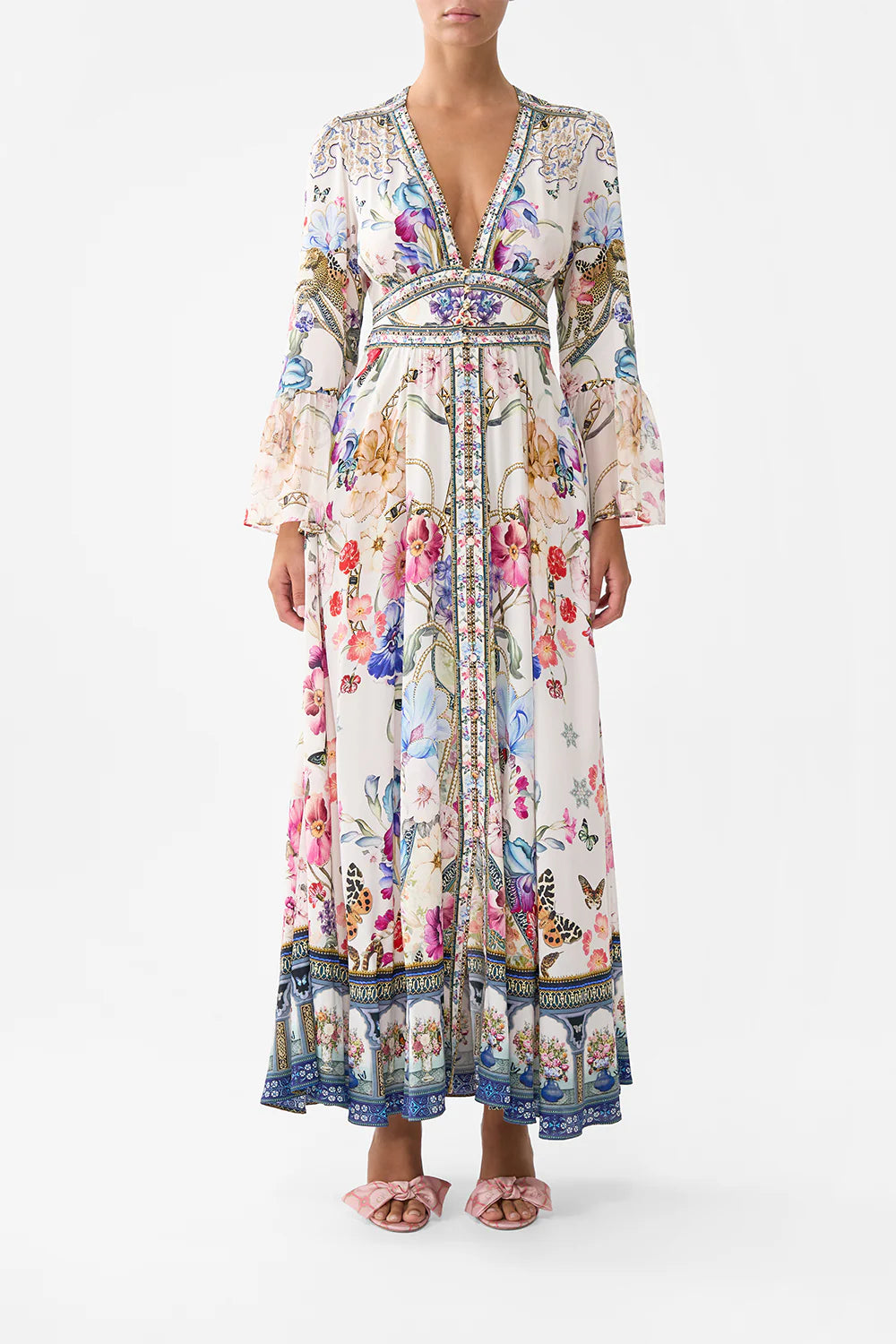 Shaped Waistband Dress Ruffle Sleeve