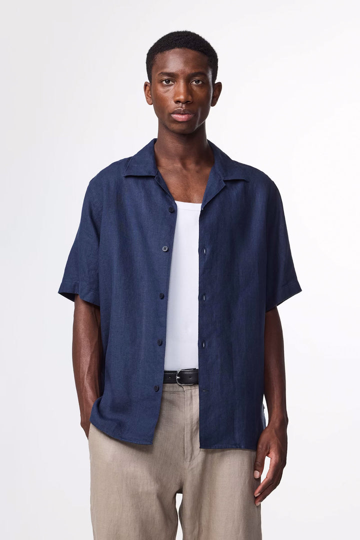 Julio Open Collar Linen Shirt