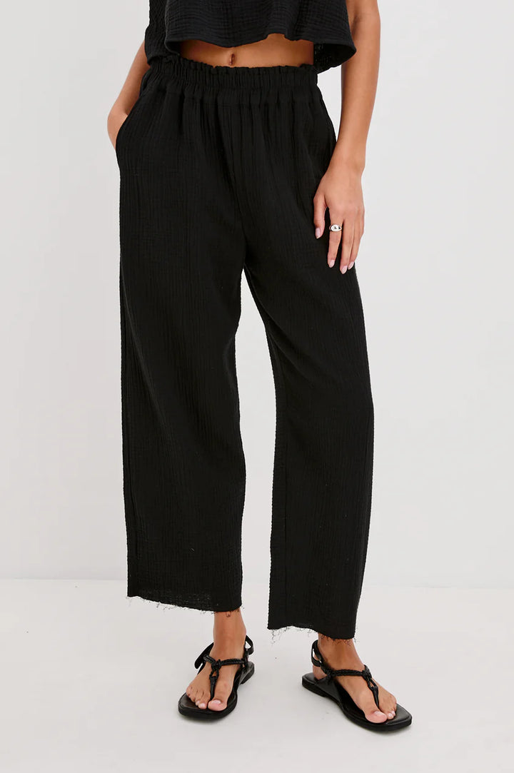 Leon Crop Pant in Black Gauze
