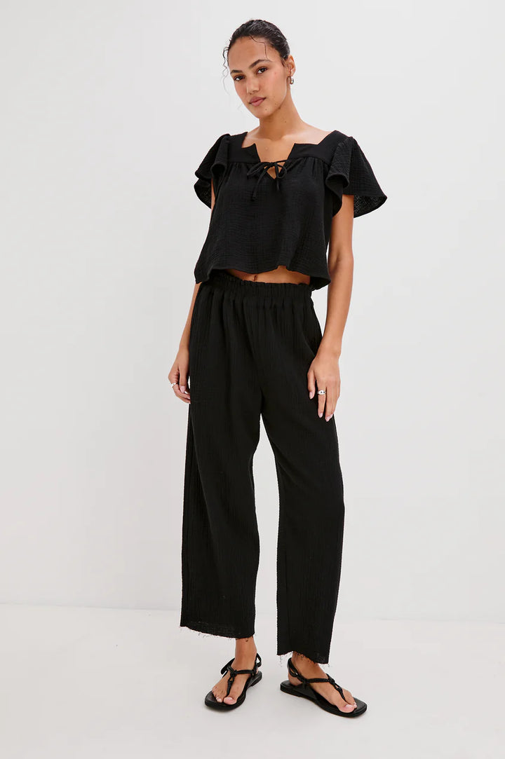 Leon Crop Pant in Black Gauze