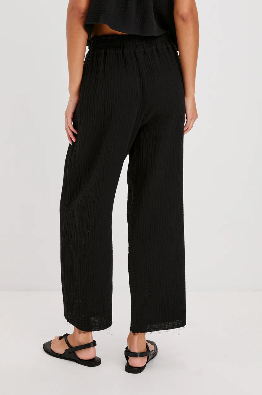 Leon Crop Pant in Black Gauze