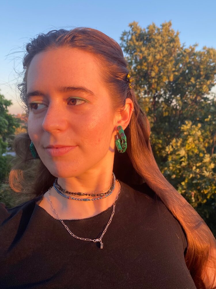 Green Straw Hoops