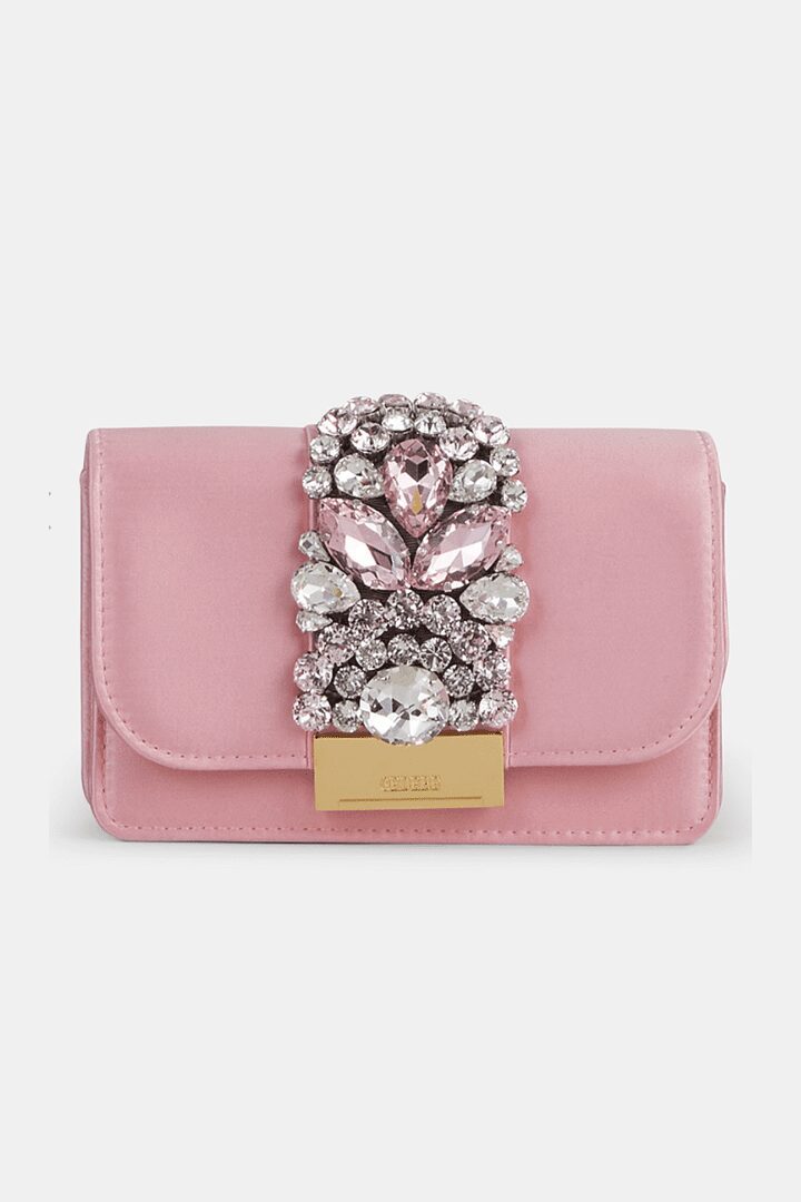 Gedebe Mini Clicky Rose Satin clutch