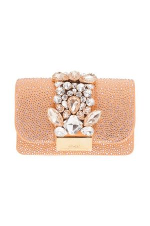 Gedebe Mini Cliky Satin Apricot and Crystal bag