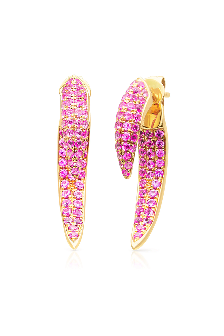 Anne Sisteron 14kt Pink Sapphire Sabre Earrings