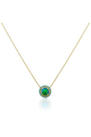 Anne Sisteron 14kt Opal Turq Diamond Kai Necklace