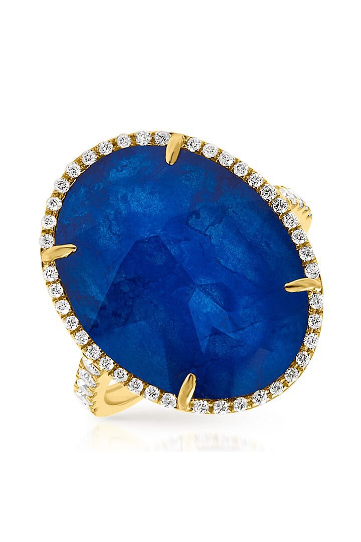 Anne Sisteron 14kt Blue Sapphire Oval Cocktail Ring
