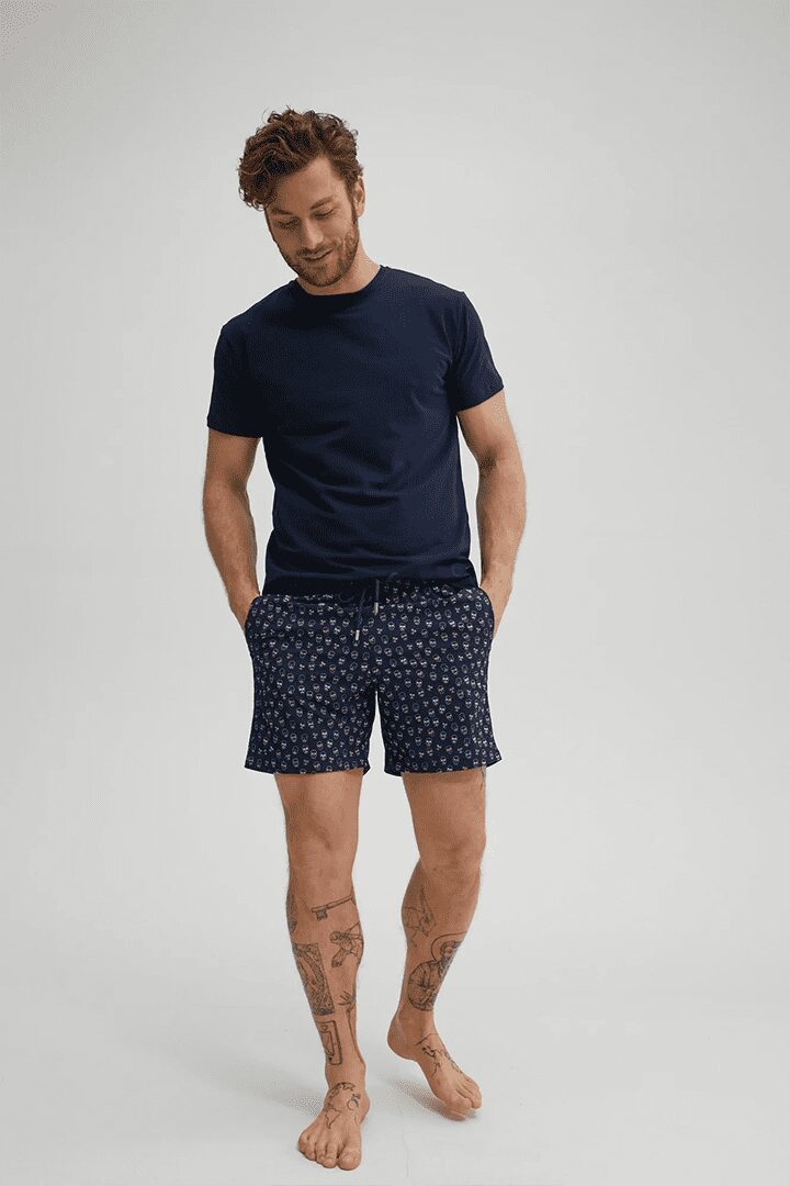 Blue Skull Printed Shorts for men