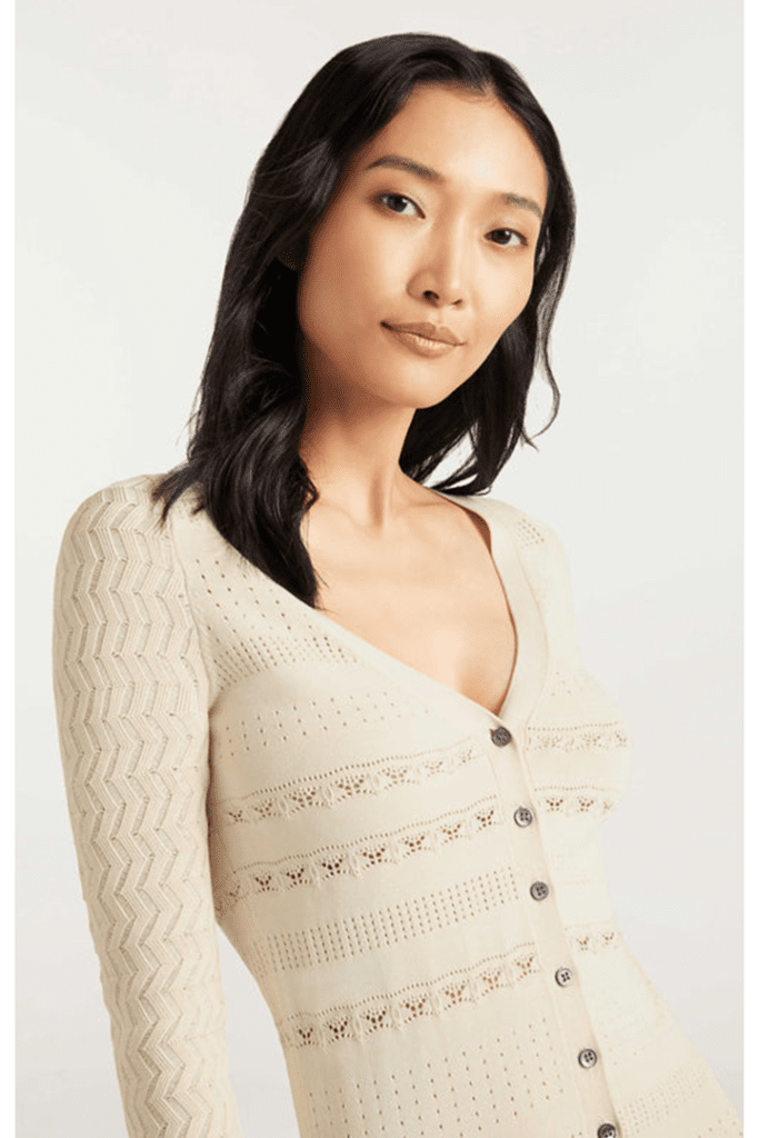 Sweater of Cotton With Button in white