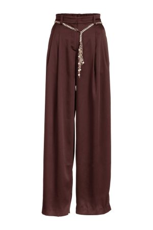 Women Brown Pant with stylish Chain