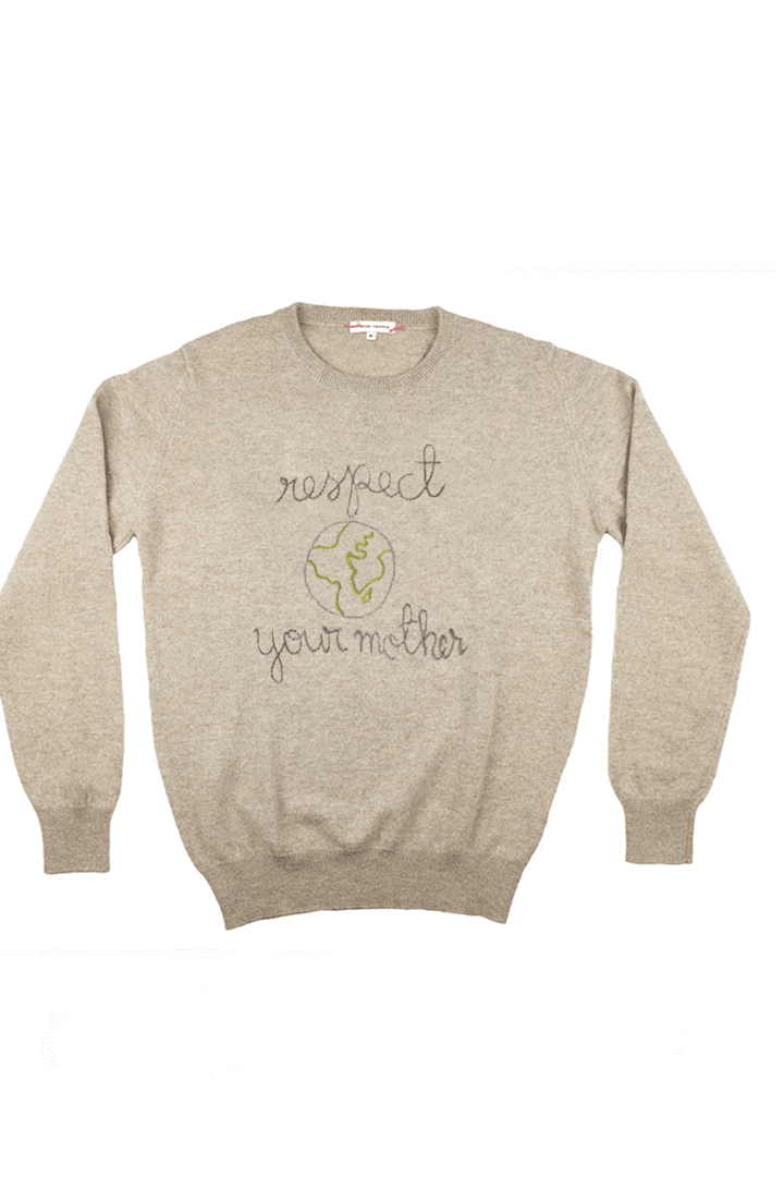"Respect Your Mother" Cardigan in Oatmeal