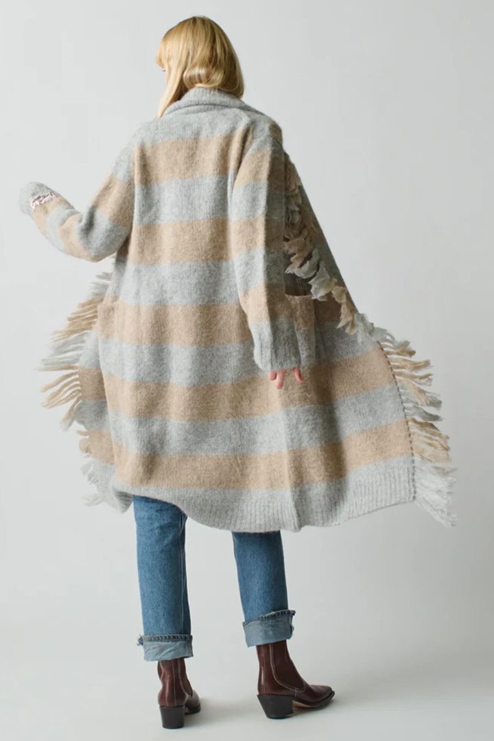 Striped Mavis Fringe Coat