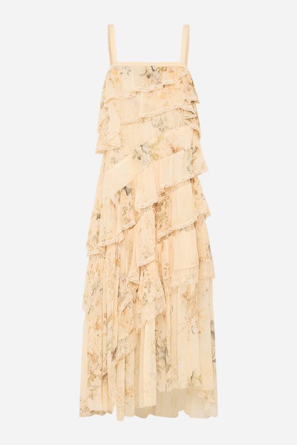 Adorned In Antiquity Asymmetric Spliced Lace Dress