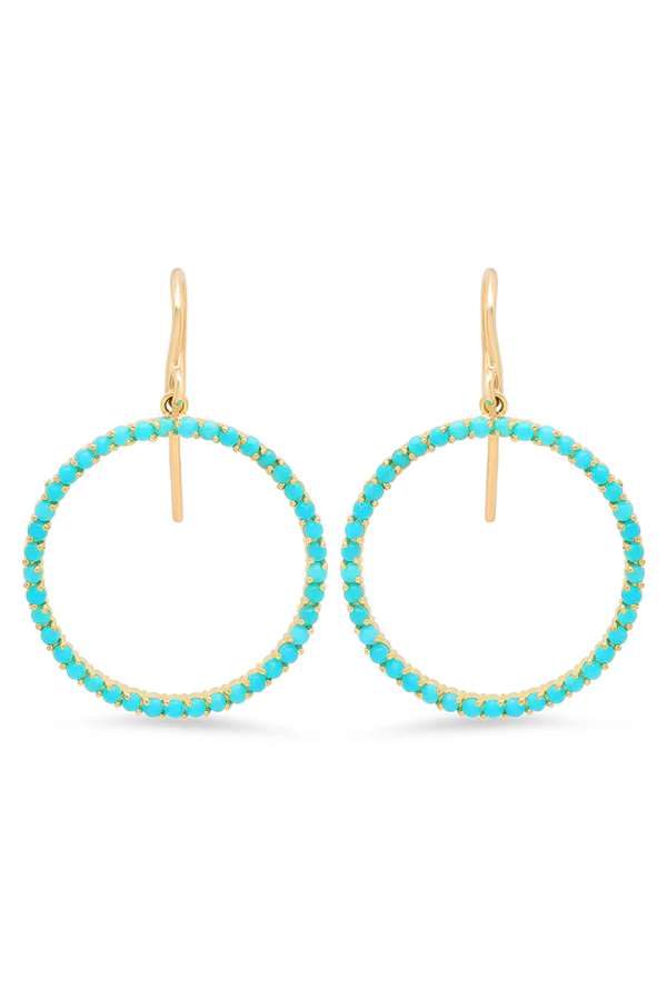 TURQUOISE OPEN CIRCLE DROP EARRINGS