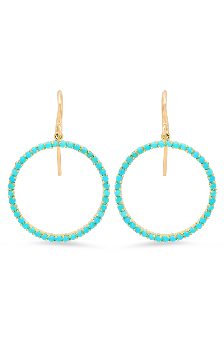 TURQUOISE OPEN CIRCLE DROP EARRINGS