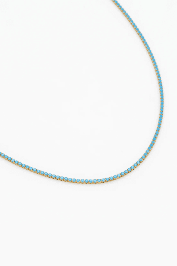 Dallas Micro Tennis Necklace in Turquoise CZ