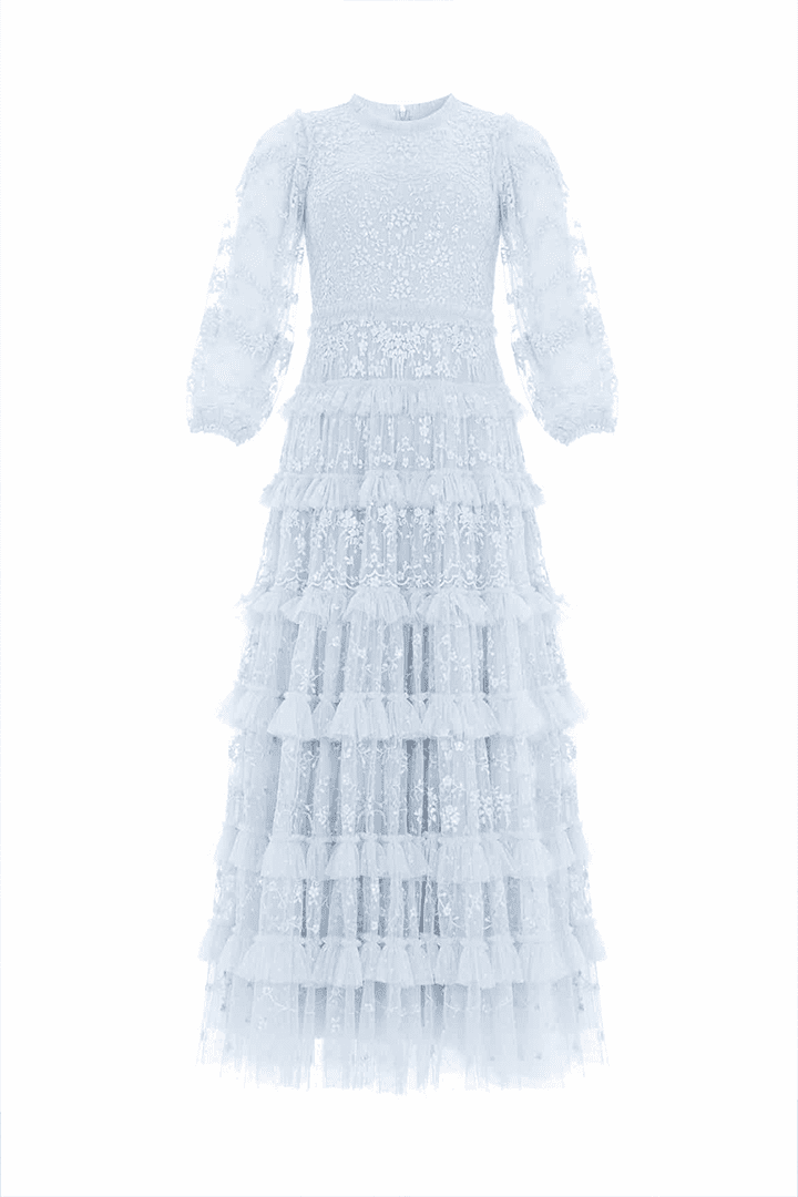 Blossom Lace Ankle Gown in Cloud