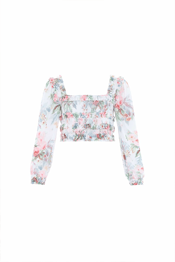 Paradise Garden Maria Chiffon Crop Top