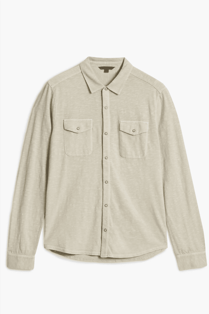 Avron Slub Organic Cotton Knit Snap-Up Western Shirt